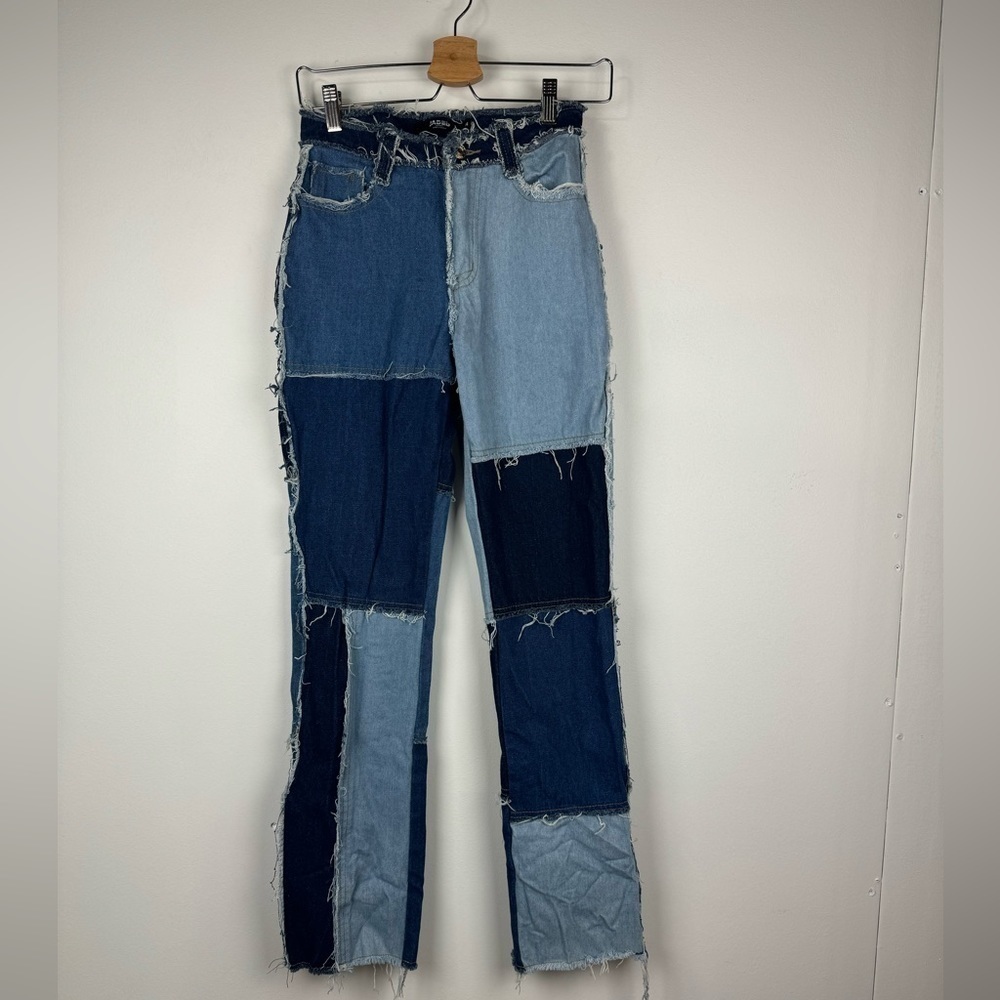 Jaded Jeans London Raw Edge Patchwork Boyfriend Fit Denim Jeans, Size 24